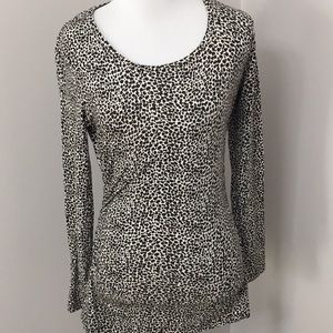 Ann Taylor Brown and White Animal Print Top